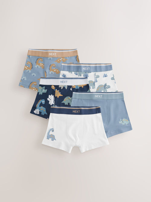 Blue/Brown Dino Trunks 5 Pack (1.5-12yrs)