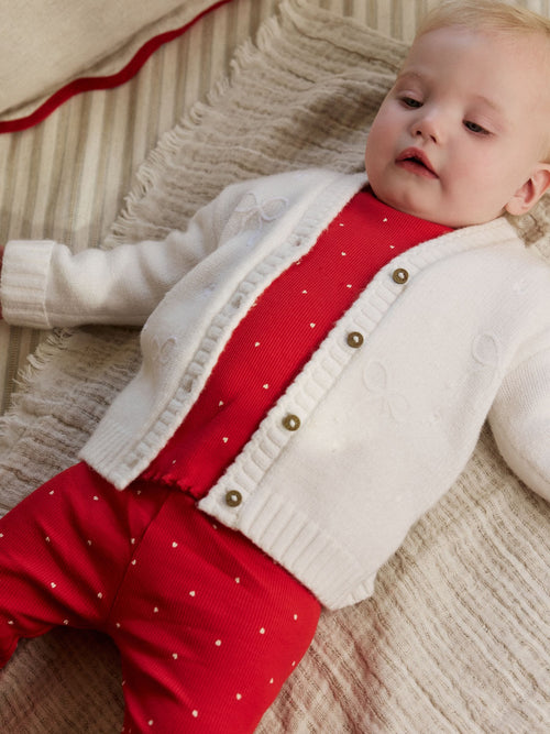 Cream Embroidered Bow Baby Cardigan (0mths-2yrs)