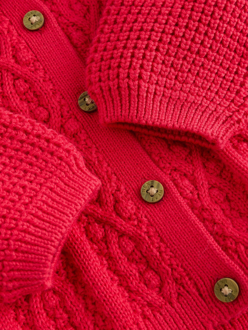 Red Frill Collar Knitted Baby Cardigan (0mths-2yrs)