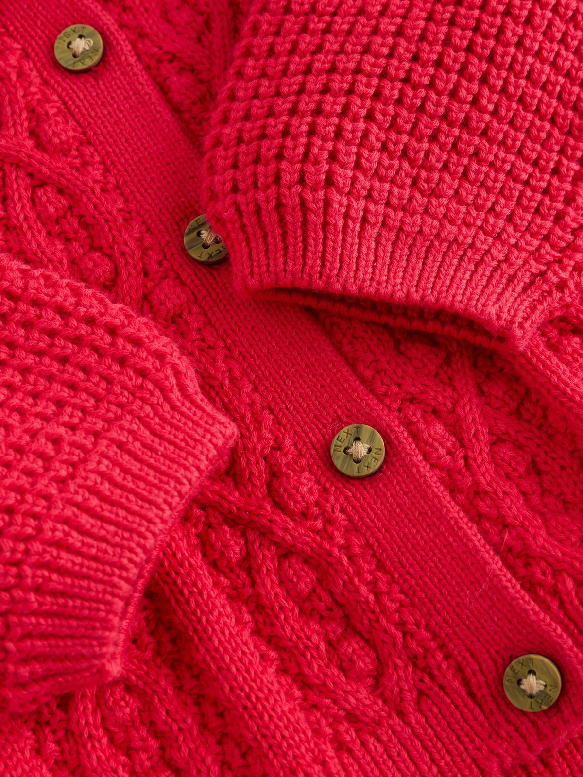Red Frill Collar Knitted Baby Cardigan (0mths-2yrs)
