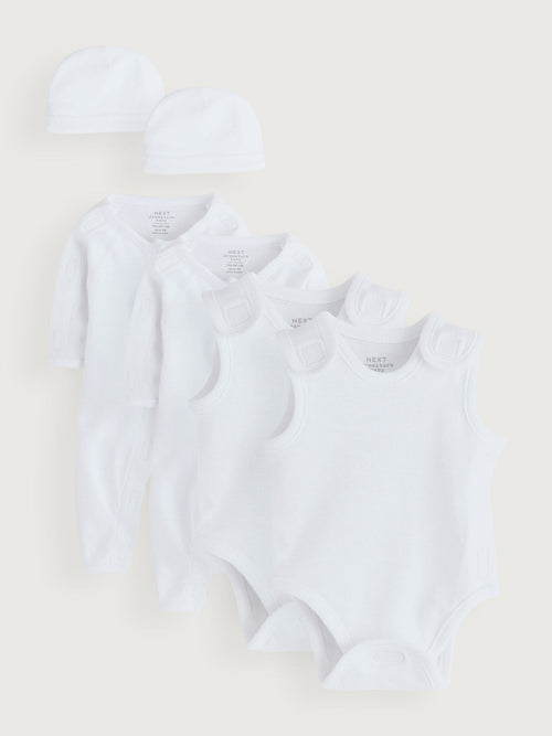 White Premature Sleepsuit 6 Piece Set (0-0mths)