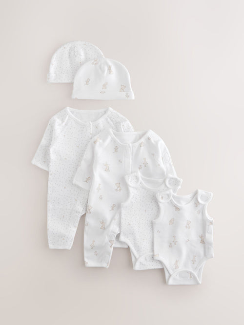 Cream/White Premature Sleepsuit 6 Piece Set (0-0mths)