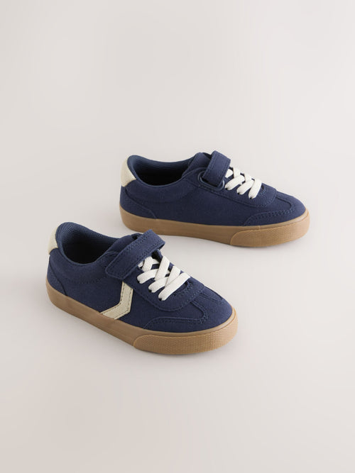 Navy Blue Wide Fit (G) Touch Fastening Elastic Lace Trainers