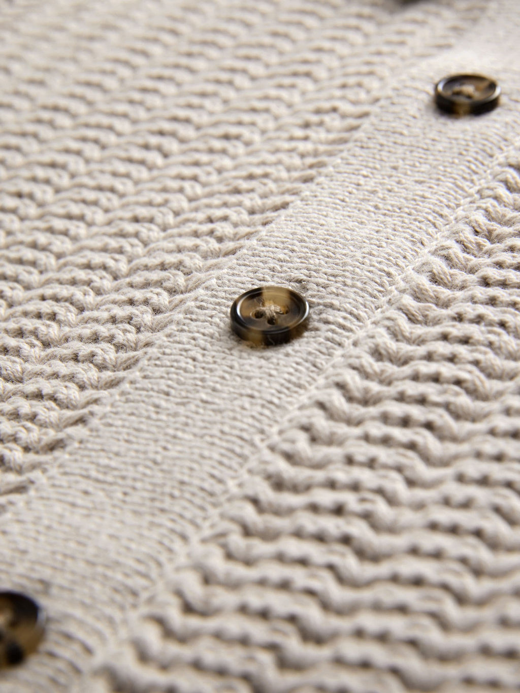 Neutral Textured Button Through Knitted Polo Shirt (3mths-7yrs)