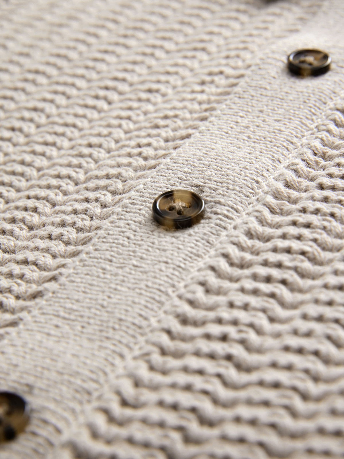 Neutral Textured Button Through Knitted Polo Shirt (3mths-7yrs)