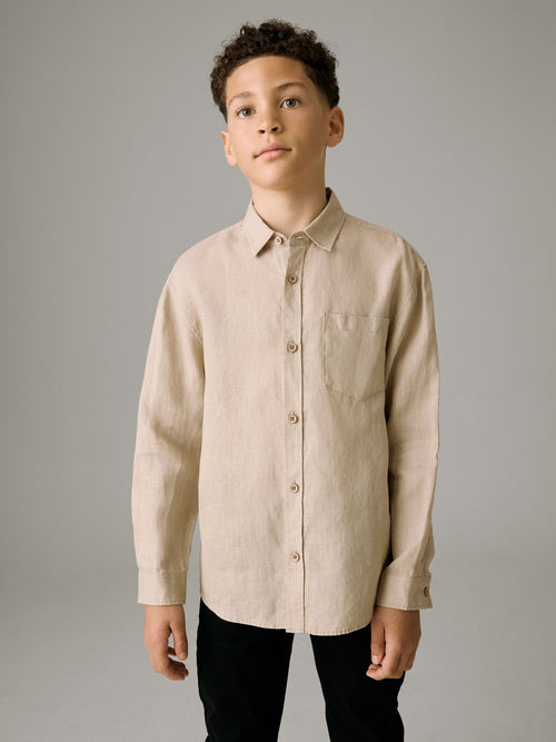 Neutral Long Sleeve Linen Shirt (3-16yrs)