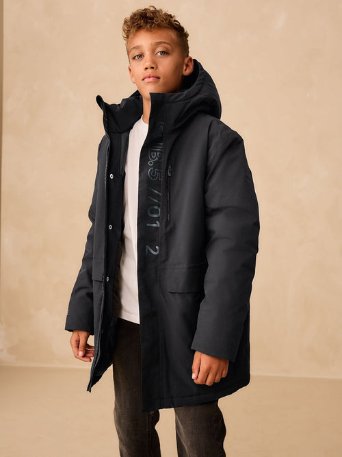Black/Grey Waterproof Parka Coat (3-17yrs)