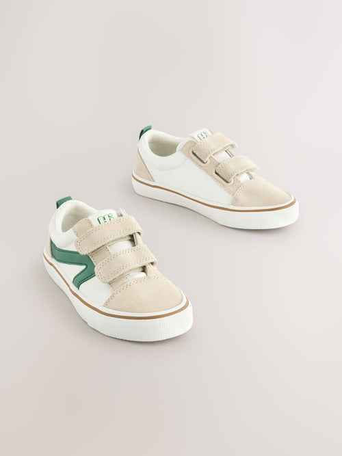 White/Green Wide Fit (G) Touch Fastening Trainers