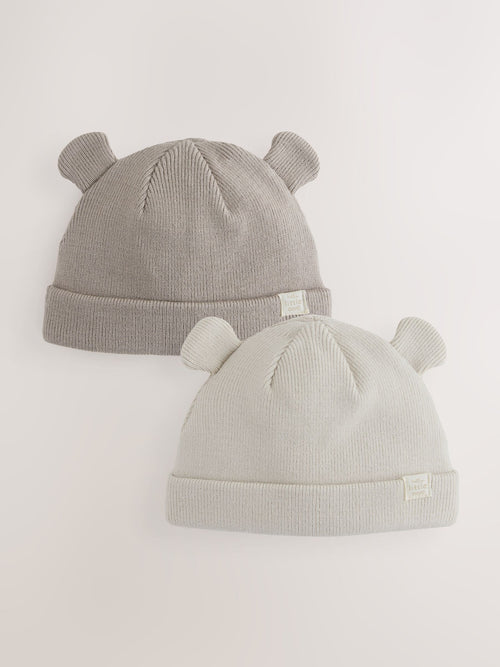 Neutral/Tan 2pack Rib Baby Beanie