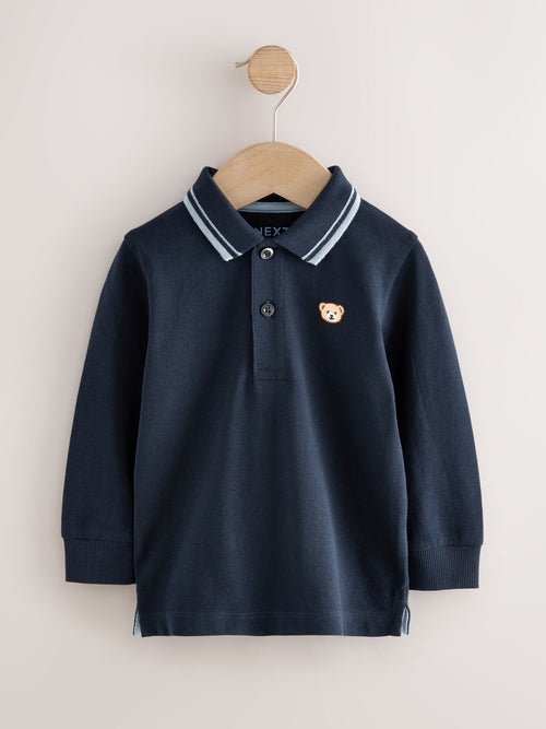 Navy Long Sleeve Polo Shirt (3mths-7yrs)