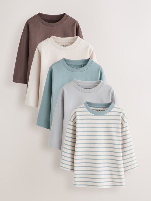 Multi Blue Long Sleeve T-Shirts 5 Pack (3mths-7yrs)