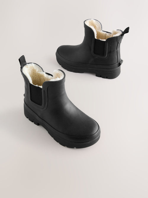 Black Warm Lined Ankle Wellies