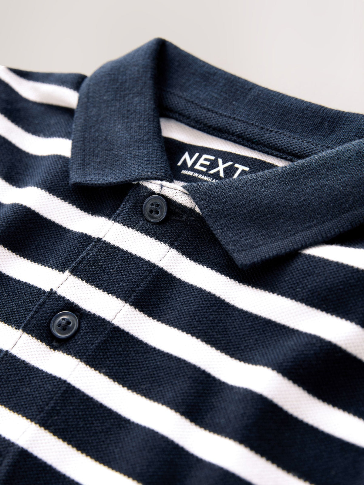 Navy/White Striped Long Sleeve Polo Shirt (3mths-7yrs)