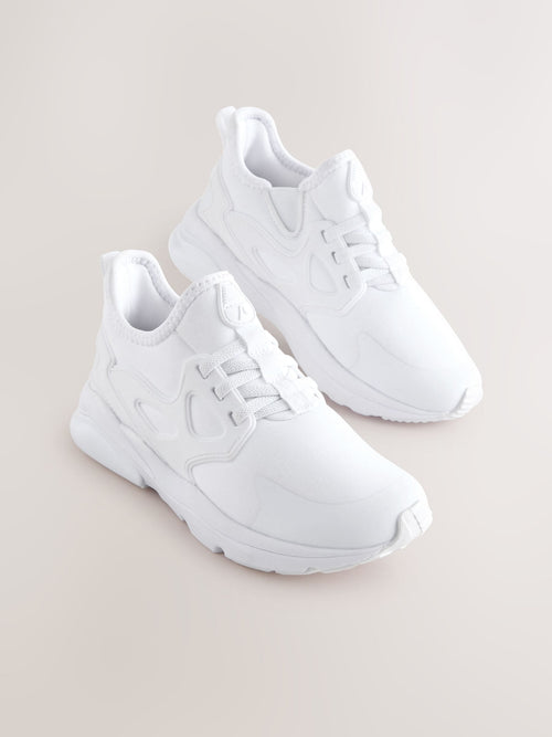 White Wide Fit (G) Elastic Lace Trainers