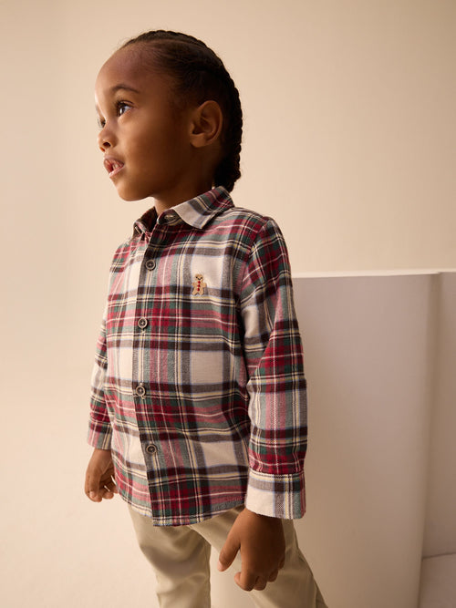 Neutral Check Long Sleeve Character Shirt (3mths-7yrs)