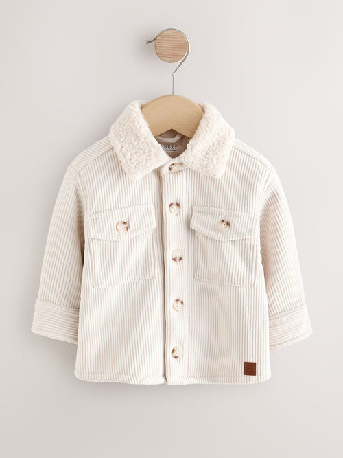 Ecru White Borg Lined Corduroy Shacket (3mths-7yrs)