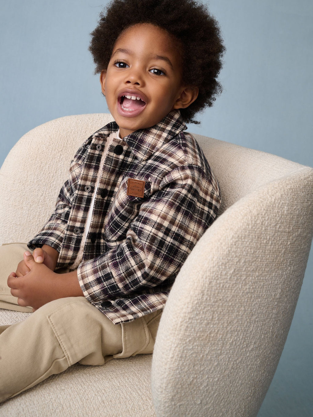 Mono Core Borg Lined Check Shacket (3mths-7yrs)