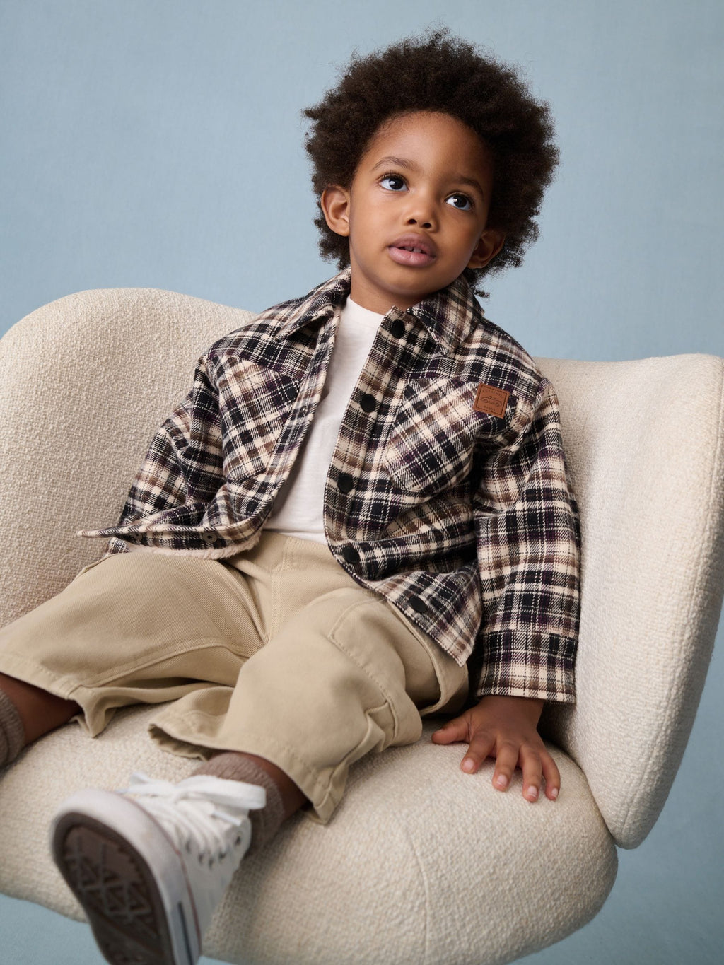 Mono Core Borg Lined Check Shacket (3mths-7yrs)
