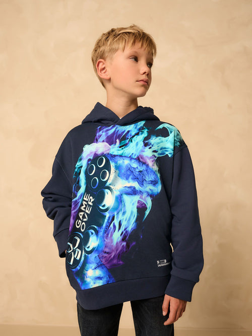 Navy Controller Older Graphic Print Hoodie (3-16yrs)