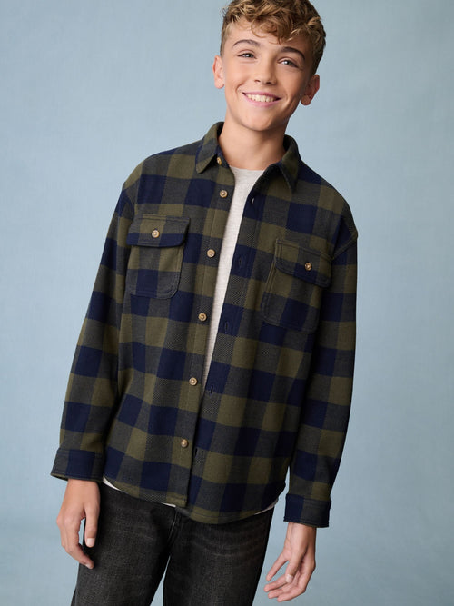 Green Long Sleeve Check Shirt (3-16yrs)