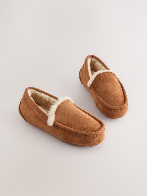 Tan Brown Cosy Moccasin Slippers