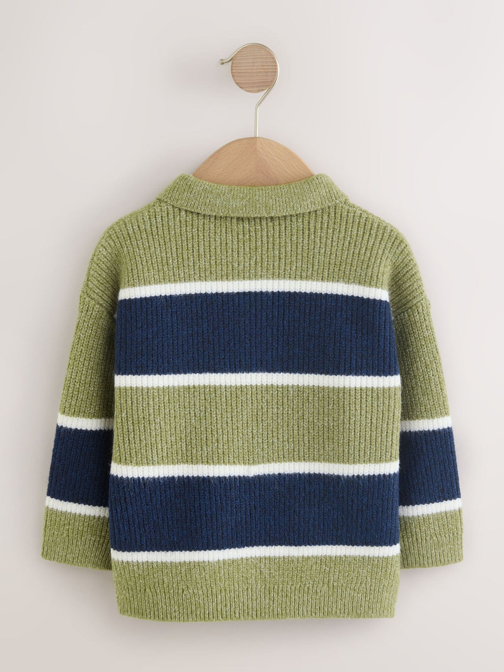 Green/Blue Knitted Stripe Rugby Polo Shirt (3mths-7yrs)
