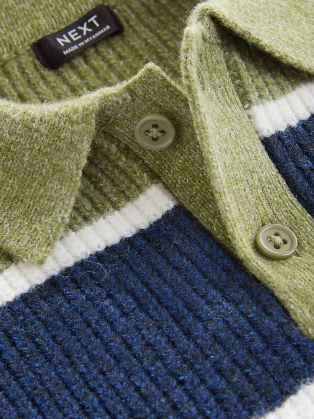 Green/Blue Knitted Stripe Rugby Polo Shirt (3mths-7yrs)