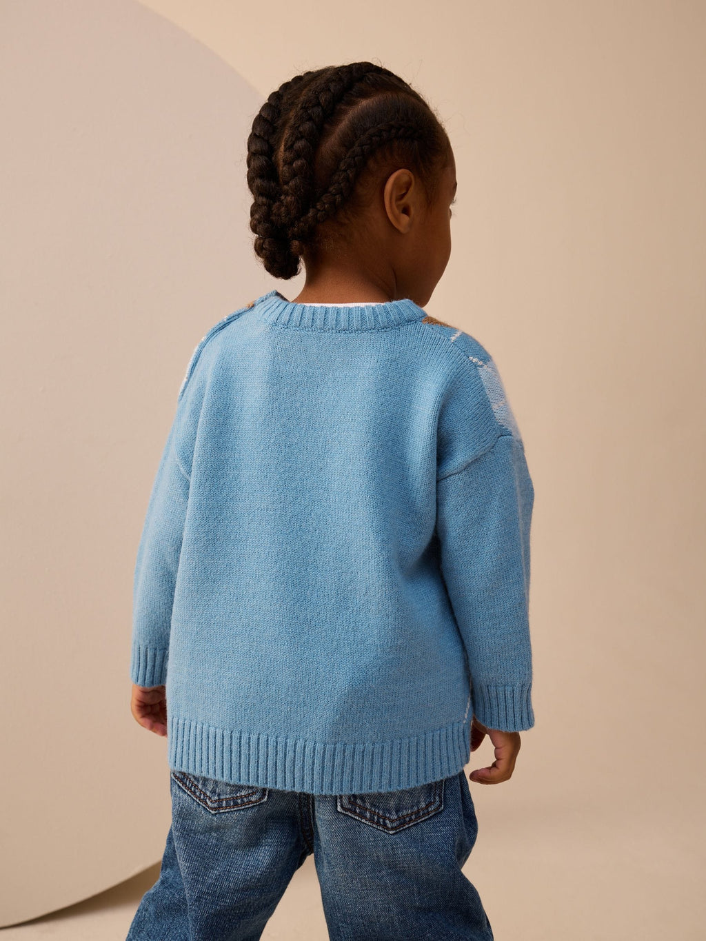 Blue Argyle Knitted Crew Neck Jumper (3mths-7yrs)