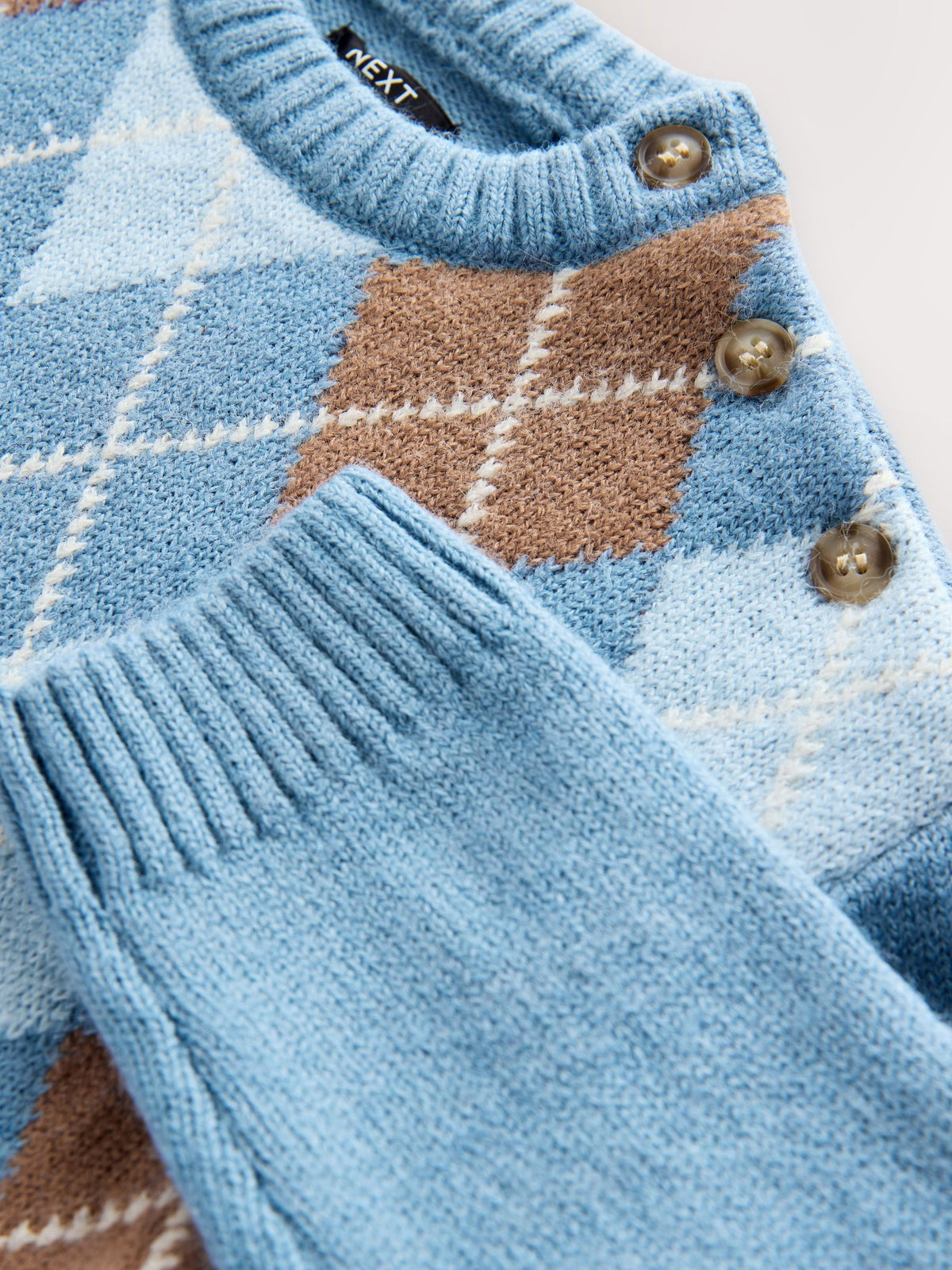 Blue Argyle Knitted Crew Neck Jumper (3mths-7yrs)