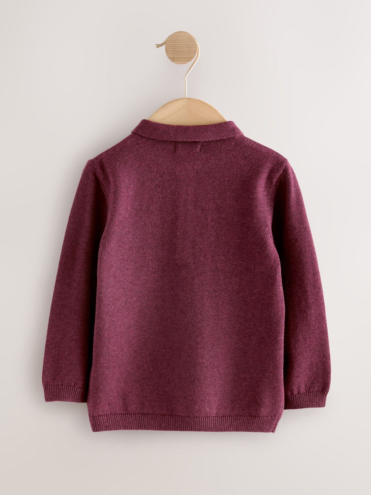 Plum Purple All Over Embroidered Knitted Christmas Polo Shirt (3mths-7yrs)