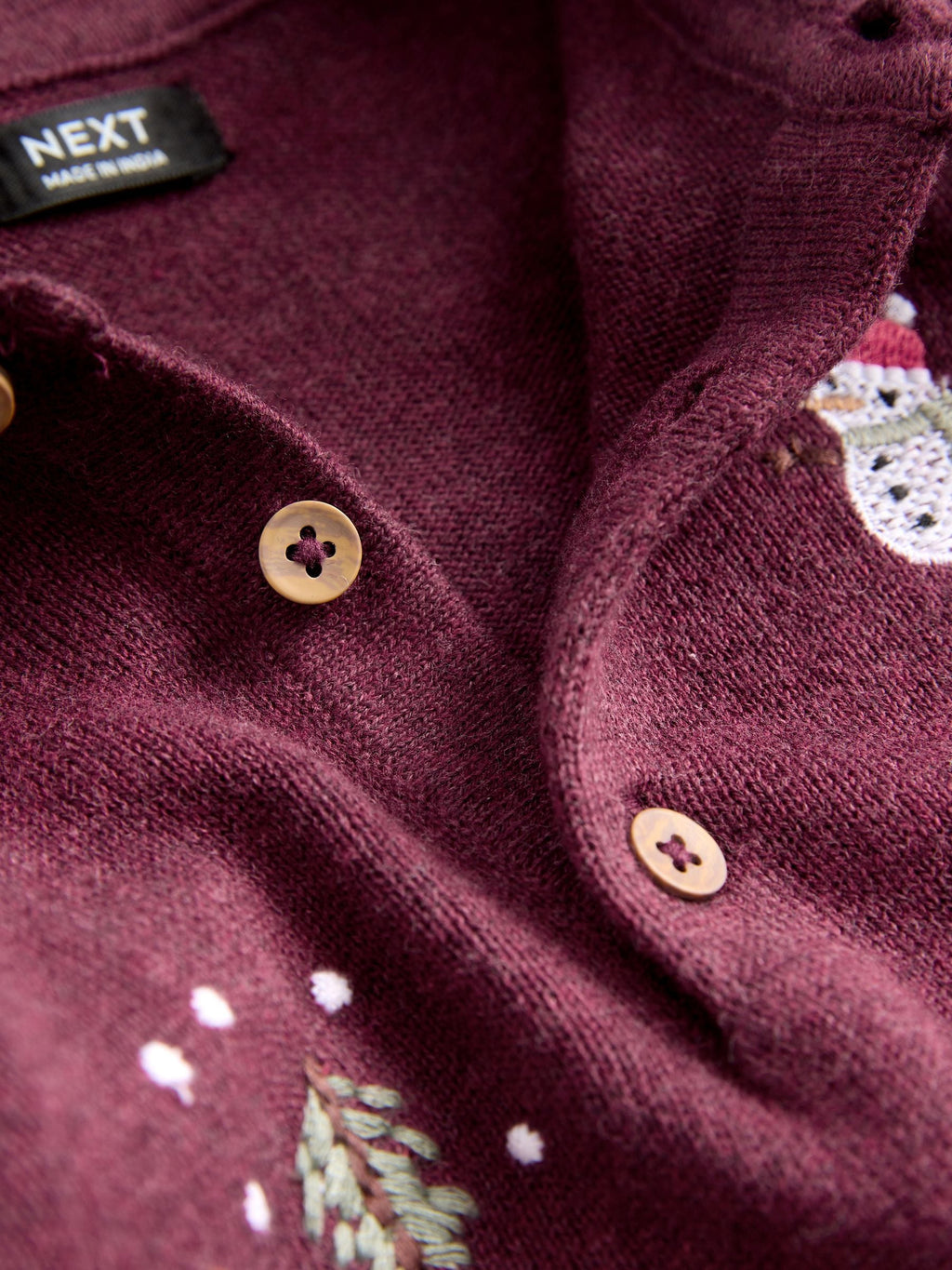Plum Purple All Over Embroidered Knitted Christmas Polo Shirt (3mths-7yrs)