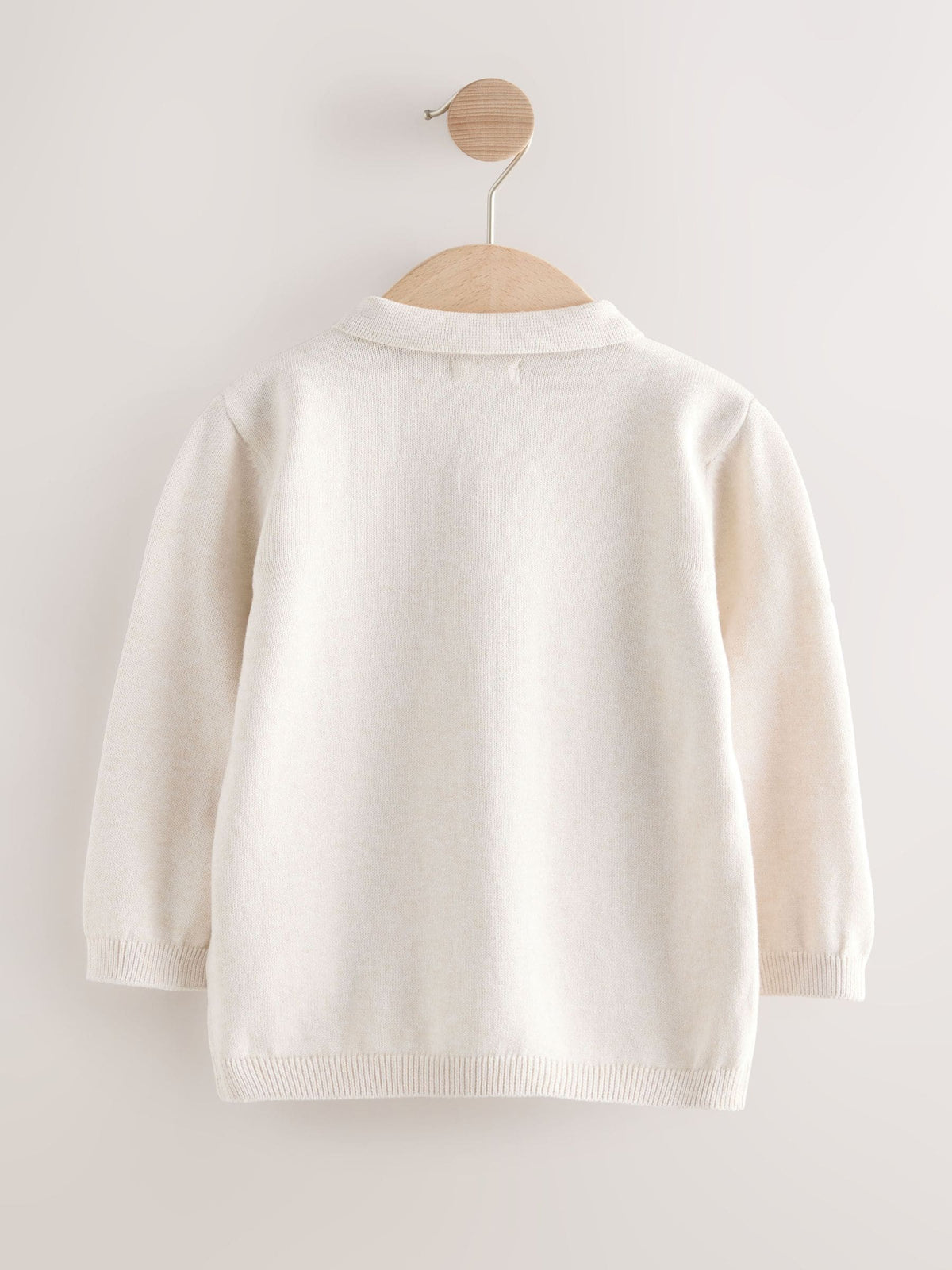 Cream All Over Embroidered Knitted Christmas Polo Shirt (3mths-7yrs)