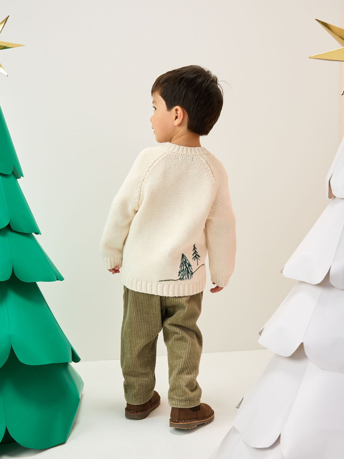 Cream Penguin Pattern Christmas Cardigan (3mths-7yrs)
