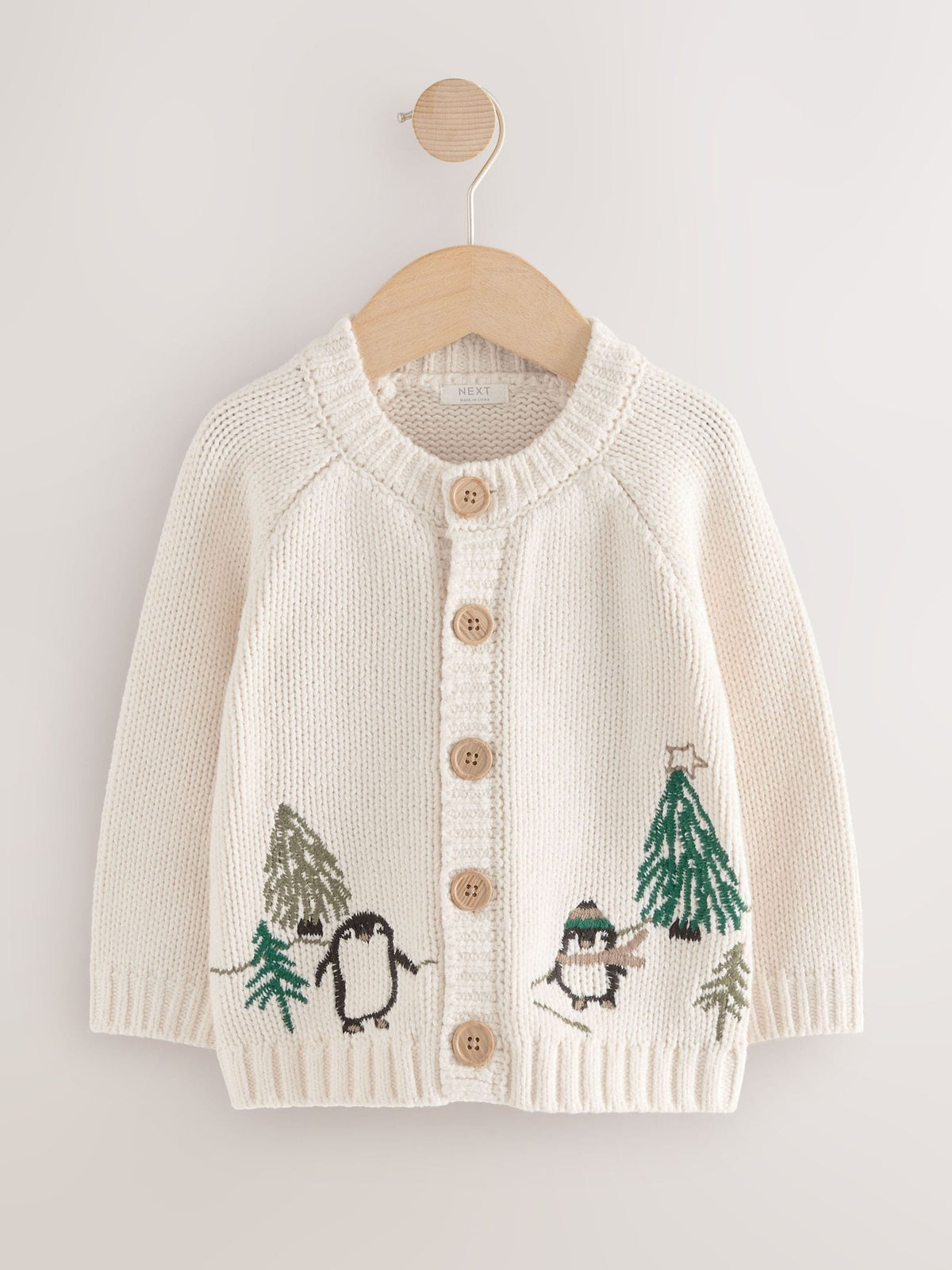 Cream Penguin Pattern Christmas Cardigan (3mths-7yrs)