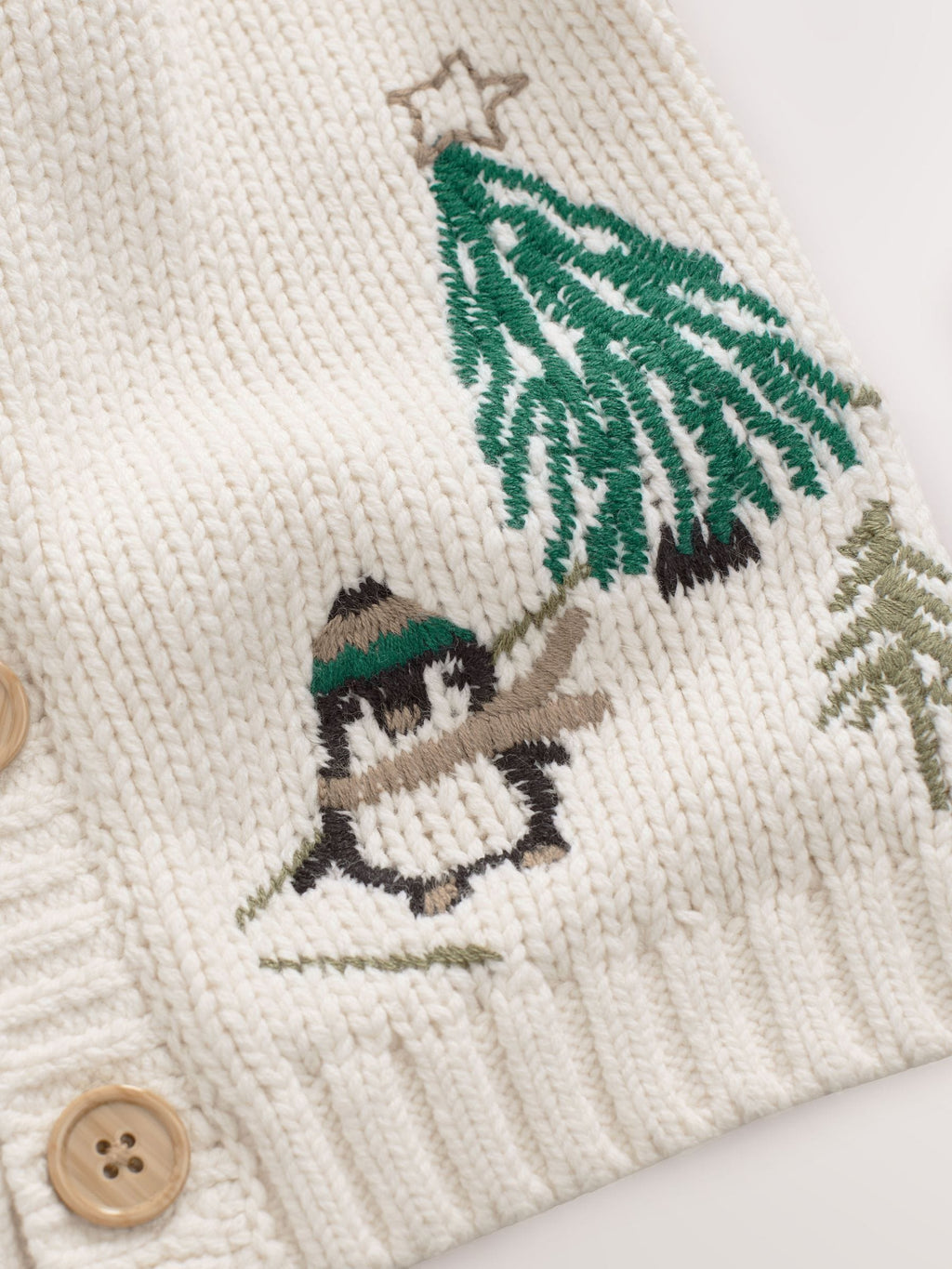 Cream Penguin Pattern Christmas Cardigan (3mths-7yrs)