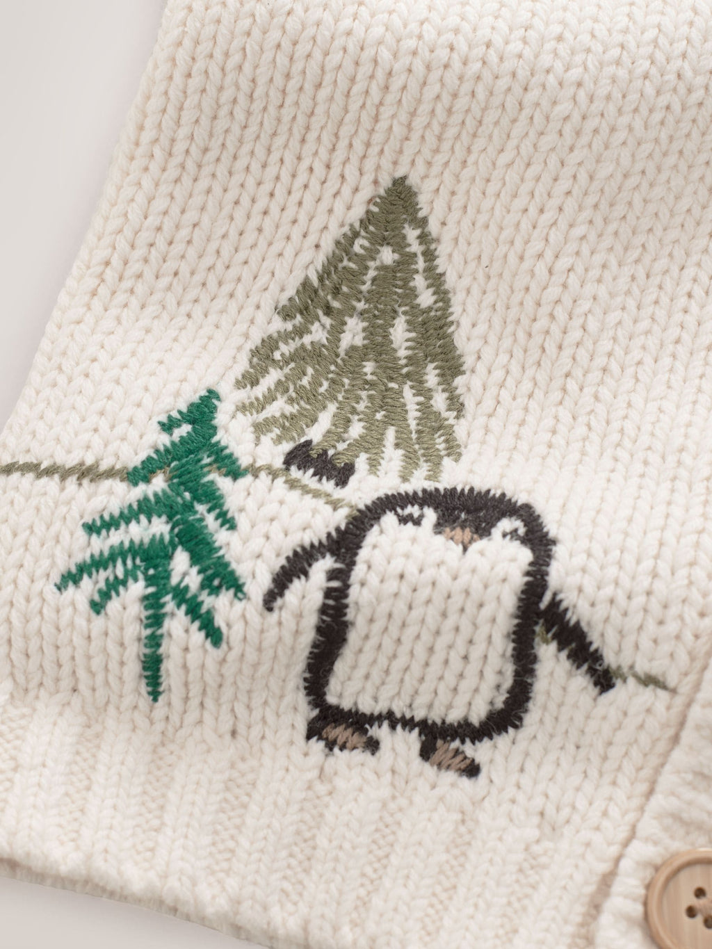 Cream Penguin Pattern Christmas Cardigan (3mths-7yrs)