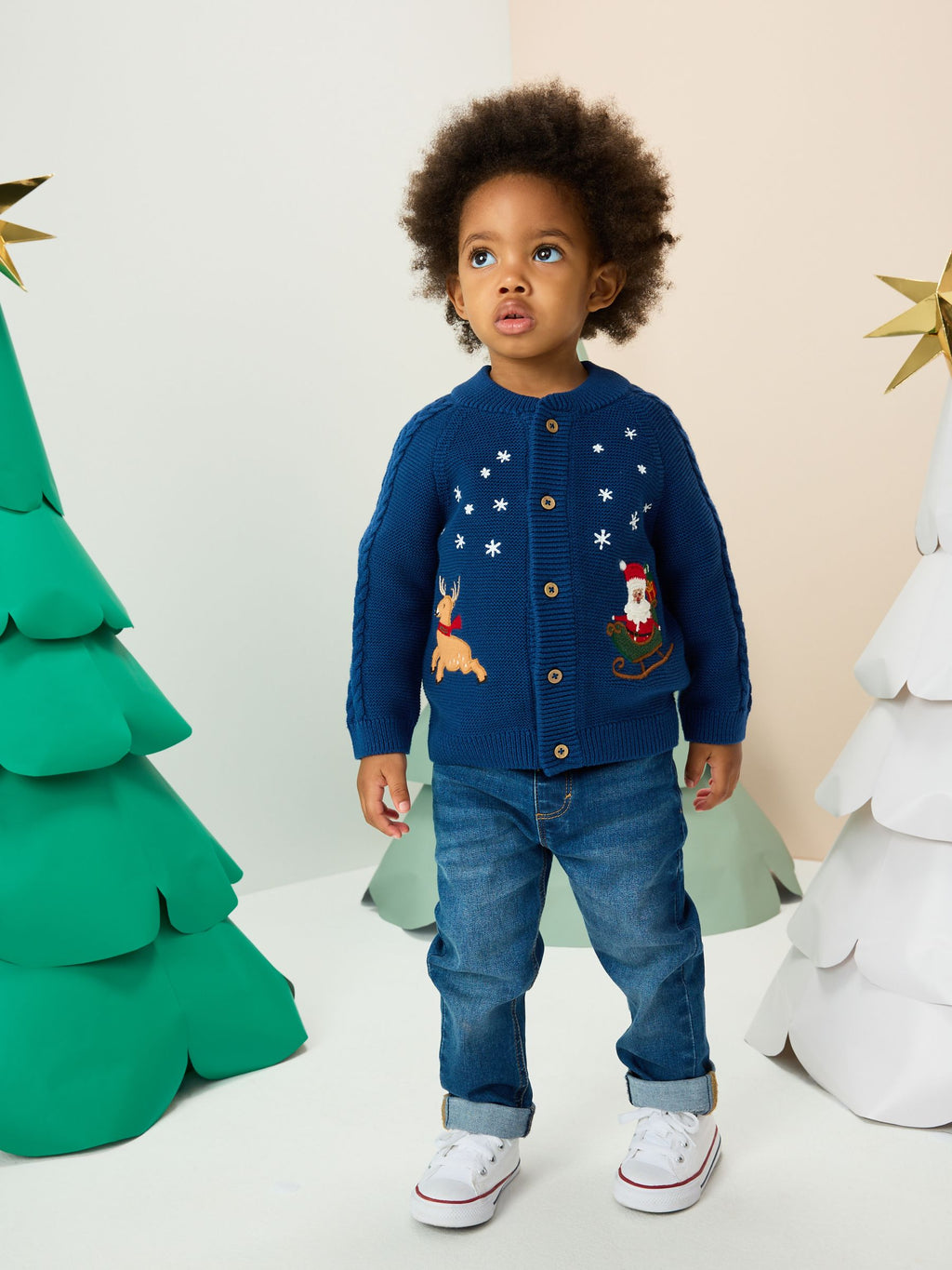 Navy Blue Pattern Christmas Cardigan (3mths-7yrs)