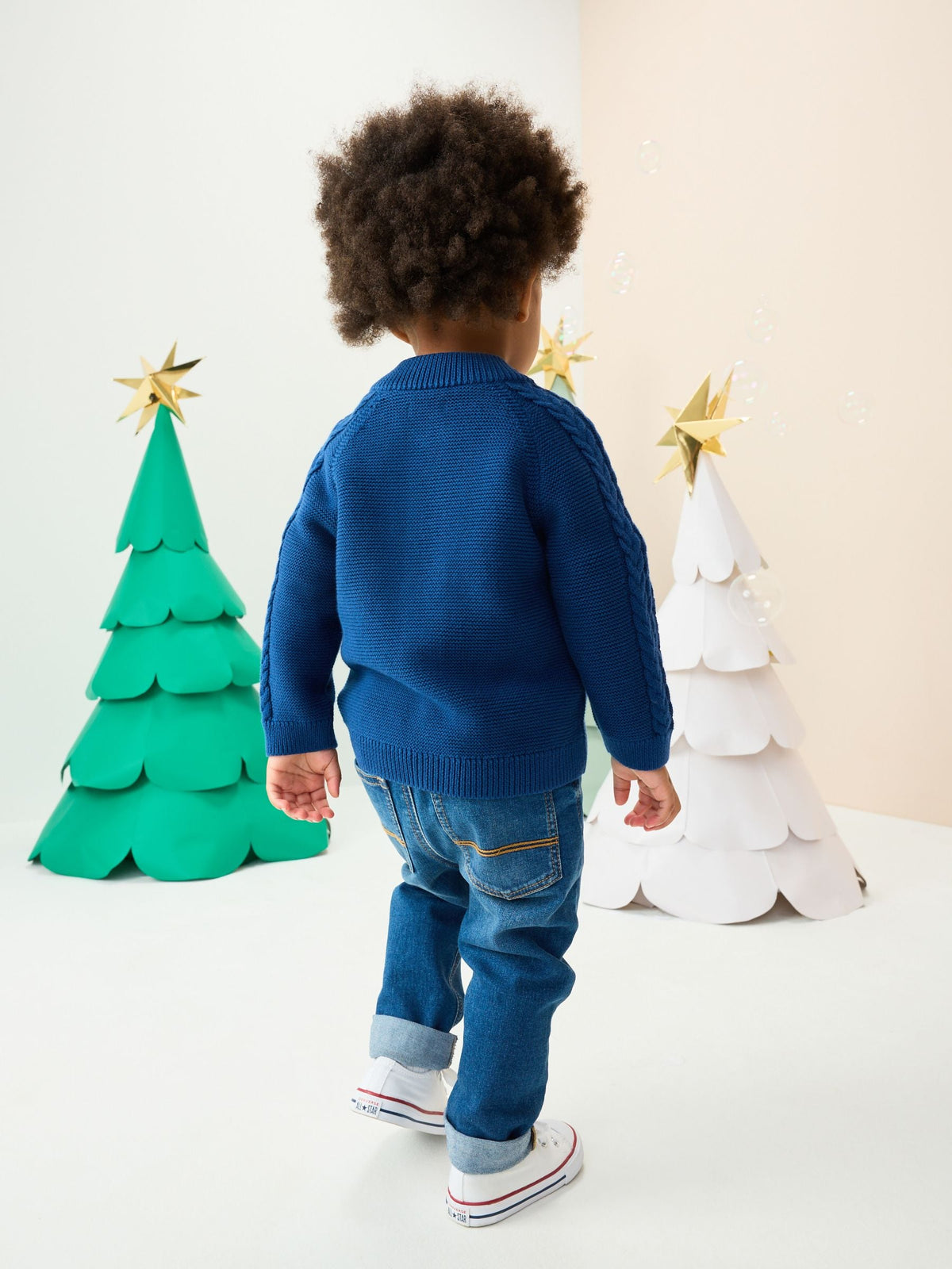 Navy Blue Pattern Christmas Cardigan (3mths-7yrs)