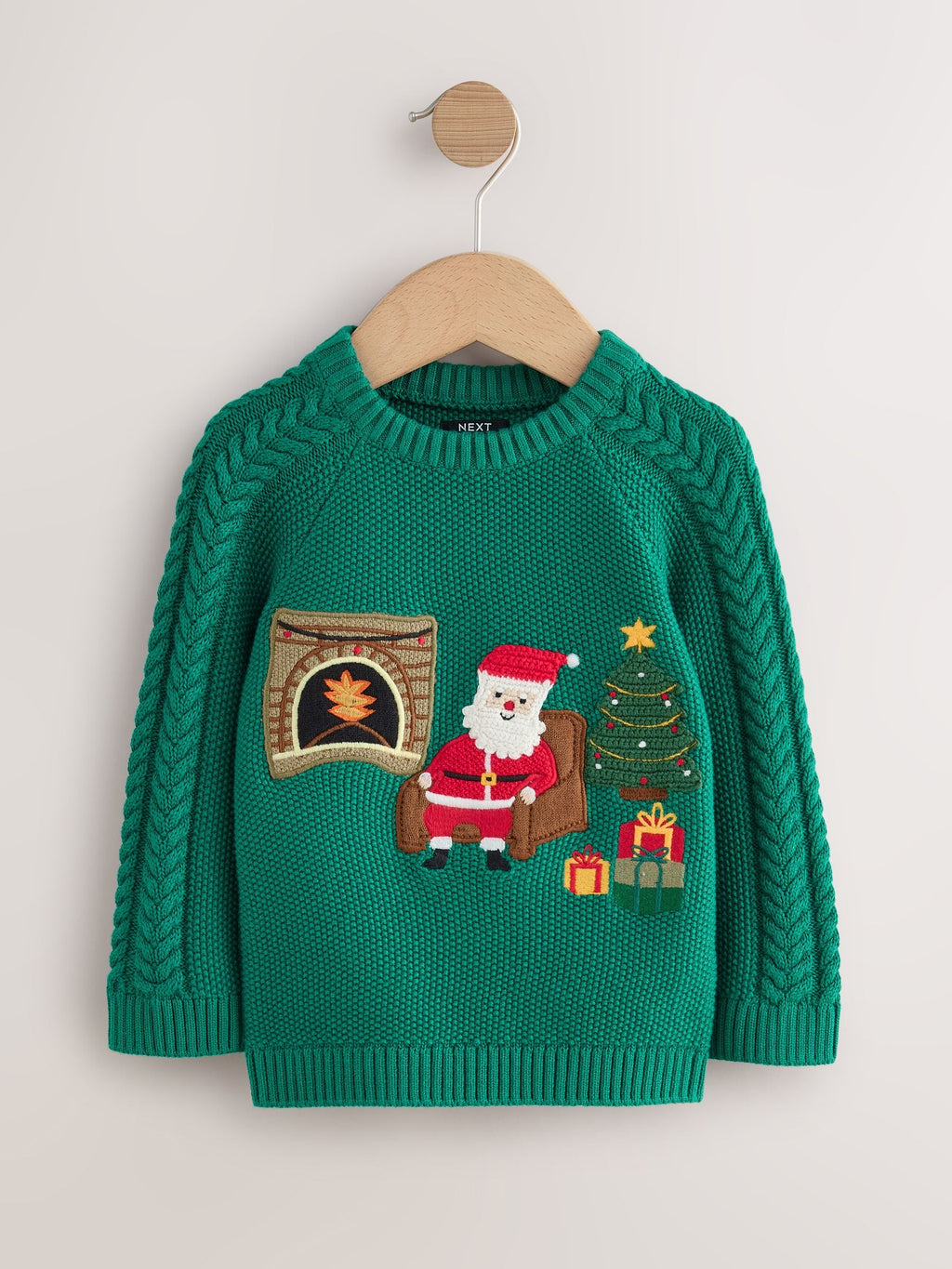 Green Santa Knitted Christmas Jumper (3mths-7yrs)