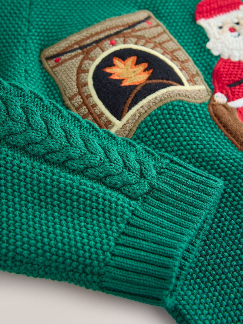 Green Santa Knitted Christmas Jumper (3mths-7yrs)