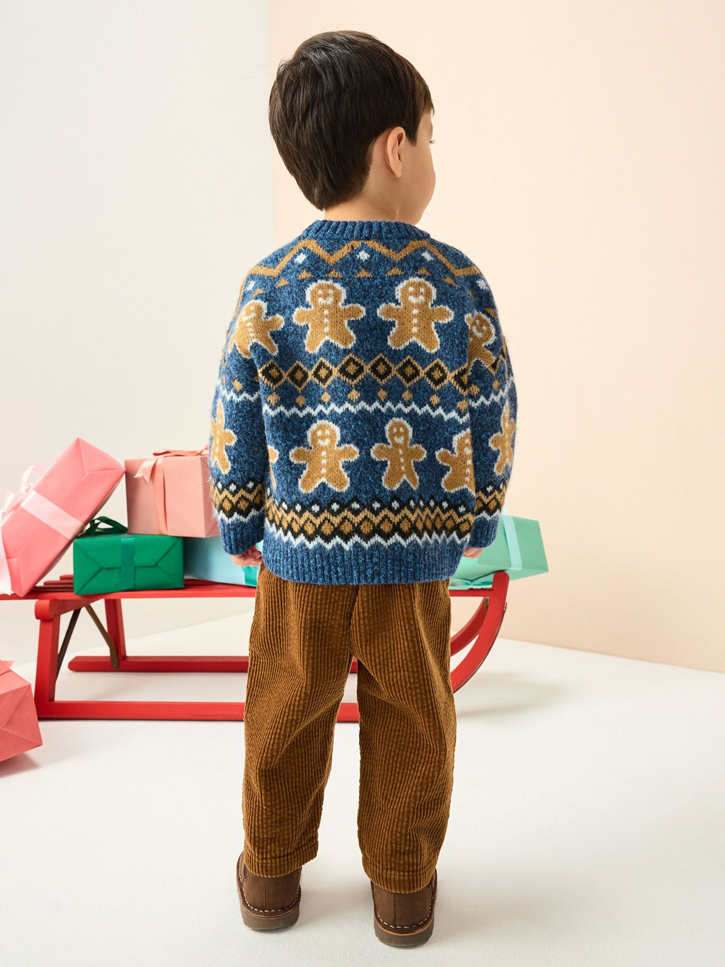 Navy Blue Gingerbread Knitted Christmas Jumper (3mths-7yrs)