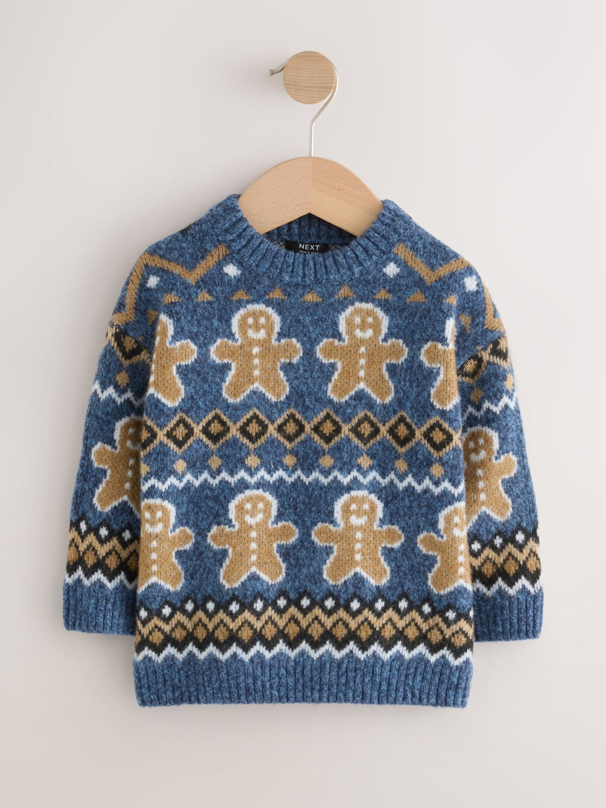 Navy Blue Gingerbread Knitted Christmas Jumper (3mths-7yrs)