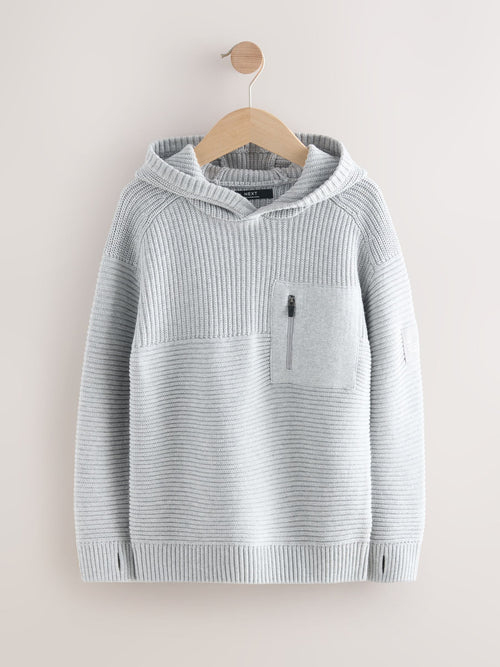 Grey Utility Knitted Hoodie (3-16yrs)