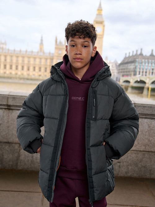 Charcoal Grey Shower Resistant Padded Coat (3-16yrs)