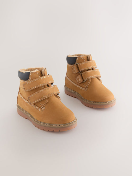 Tan Brown Leather Thermal Thinsulate™ Lined Touch Fastening Work Boots