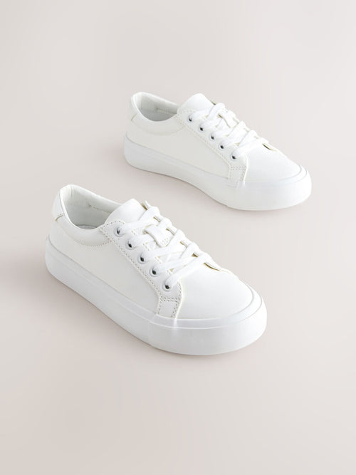 White Standard Fit (F) Lace-Up Smart Trainers
