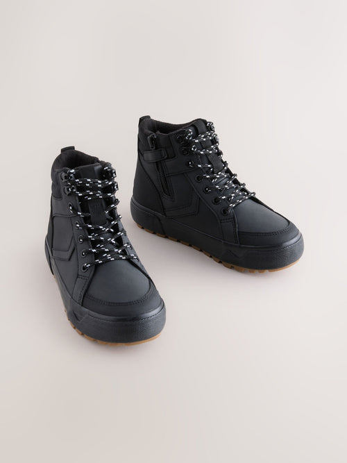 Black Warm Lined High Top Boots