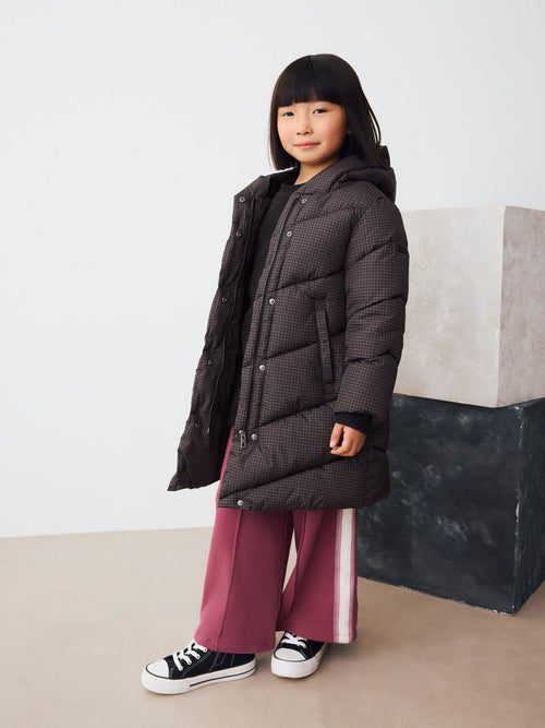 Check Shower Resistant Faux Fur Lined Hooded Padded Coat (3-16yrs)