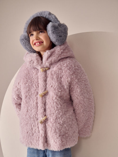 Pink Borg Duffle Coat (3-16yrs)