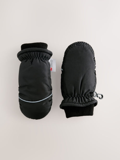 Black Ski Mittens Gloves (3mths-6yrs)